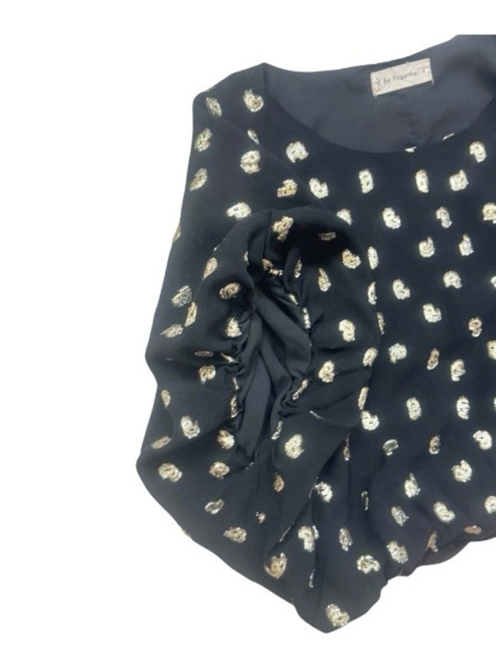 BY TOGETHER BOUTIQUE crop bubble shirred blouse women’s size small - Picture 5 of 12